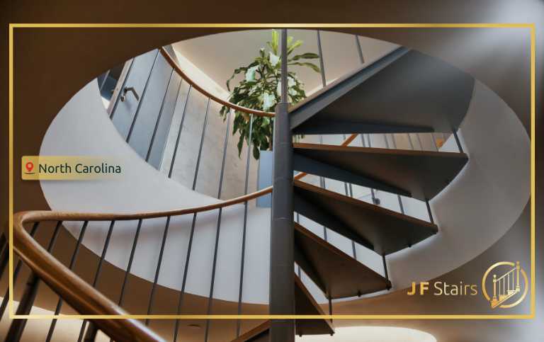 staircase renovation services in a modern North Carolina home