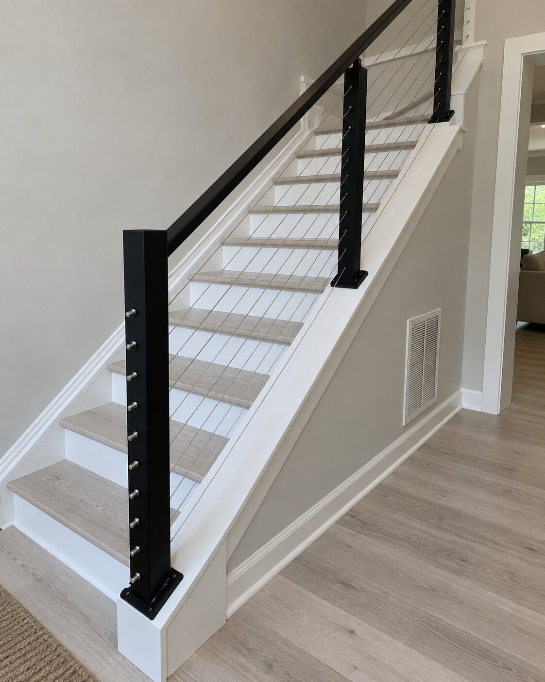 After — modern cable railing