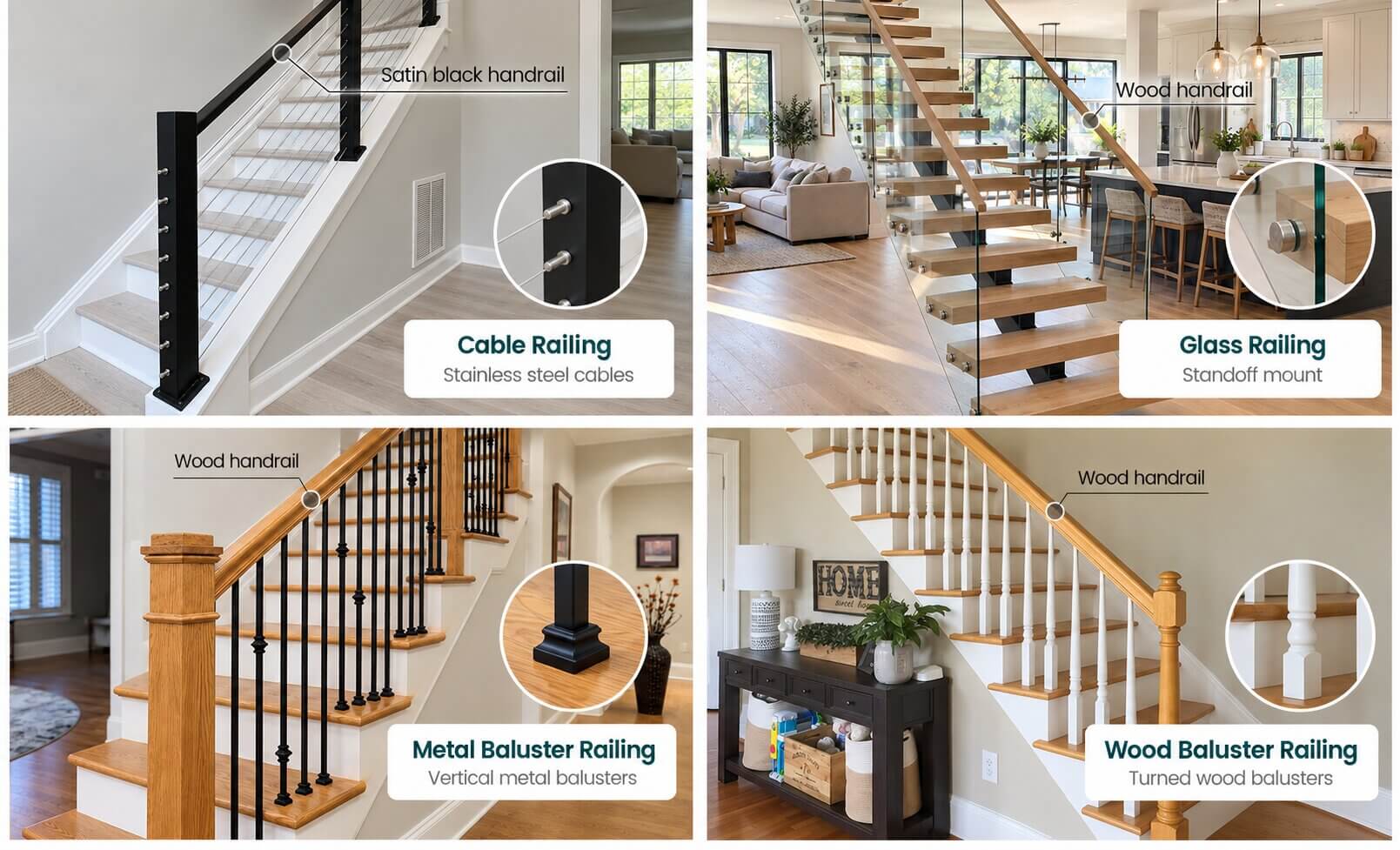 Stair railing style options